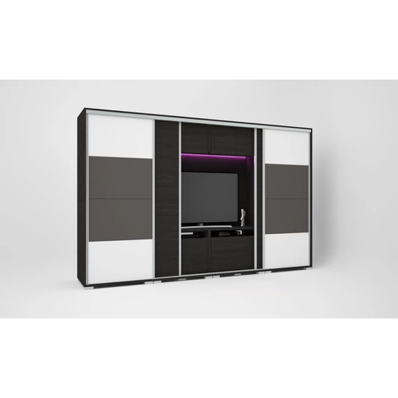 magasfényű Bond tv-s gardrób 318 cm széles