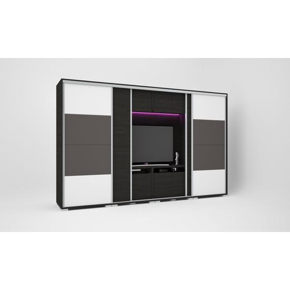 magasfényű Bond tv-s gardrób 318 cm széles