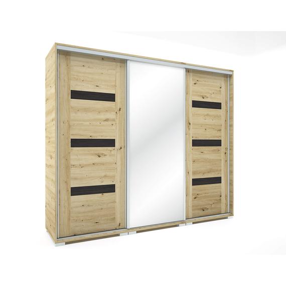 Capri tolóajtós gardrób 239 cm széles artisan tölgy -nero
