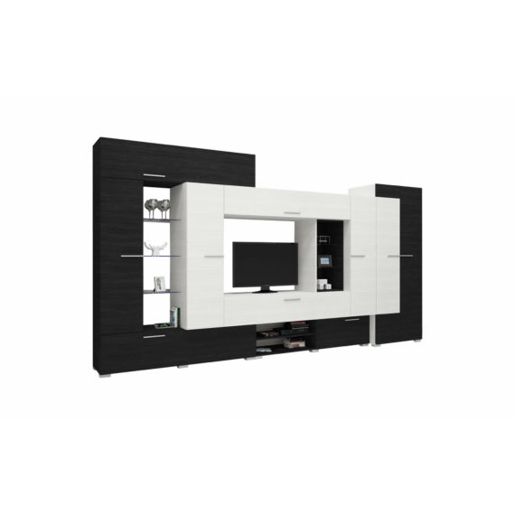 Komfort szekrénysor nero-bianco színben 405cm-es kivitel.