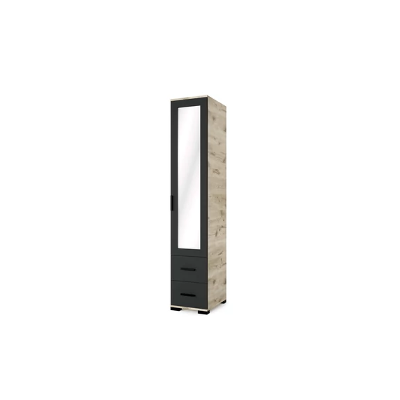 Galaxy G4 40 cm-es  fiókos - tükrös szekrény viking tölgy - matt fekete