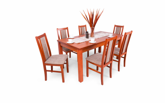 Berta asztal Félix székekkel - calwados színben