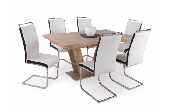 Prága asztal artisan tölgy színben - Száva székekkel
