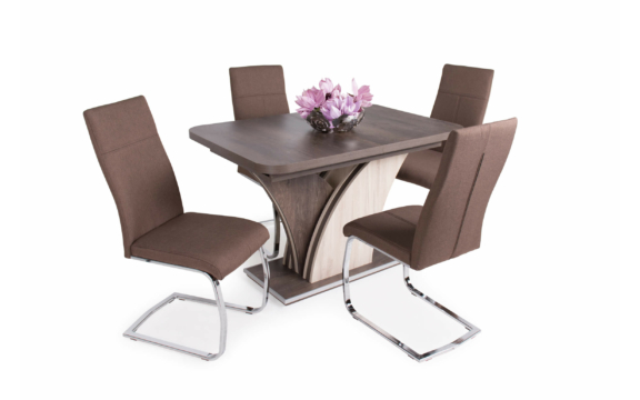 Enzo asztal Iszap tölgy - justus tölgy - Molly barna székekkel