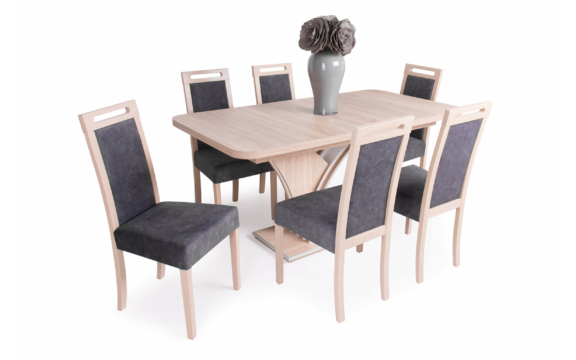 Enzo asztal sonoma - fehér színben Jázmin sonoma székekkel