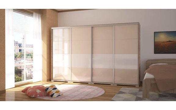 magasfényű Bond tolóajtós gardrób 318 cm széles