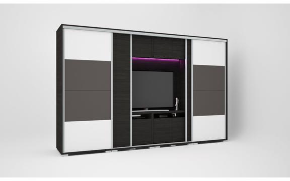 magasfényű Bond tv-s gardrób 318 cm széles