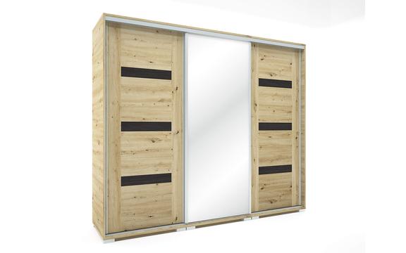 Capri tolóajtós gardrób 239 cm széles artisan tölgy -nero