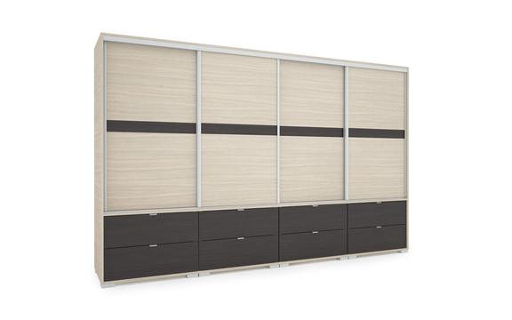 Cézár tolóajtós gardrób 318 cm széles - ferrara tölgy -nero
