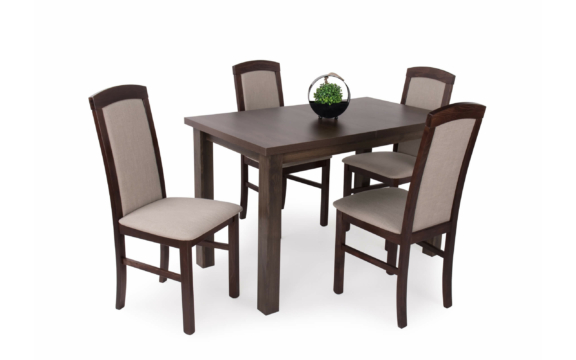 Berta asztal Barbi székekkel, 4 személyes étkezőgarnitúra - dió színben