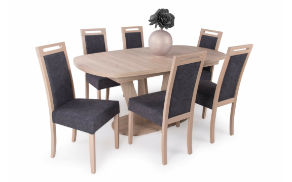 Max asztal Jázmin székekkel | 6 személyes étkezőgarnitúra - Sonoma tölgy színben