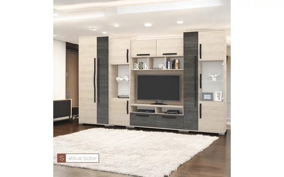 Attlanta 330 cm-es nappali szekrénysor santa-canterbury színkombinációban.