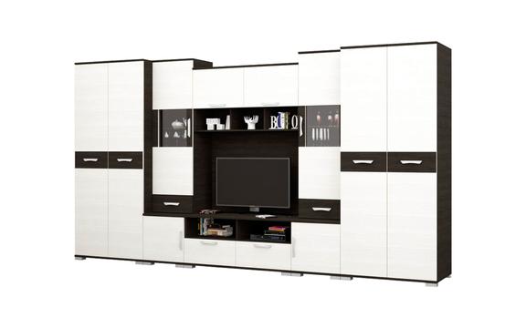 Basel 400 cm-es szekrénysor nero-bianco színkombinációban