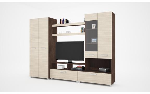 Velence 280 cm-es szekrénysor, TV-s hátfal nélkül, zebrano - ferrara tölgy színben